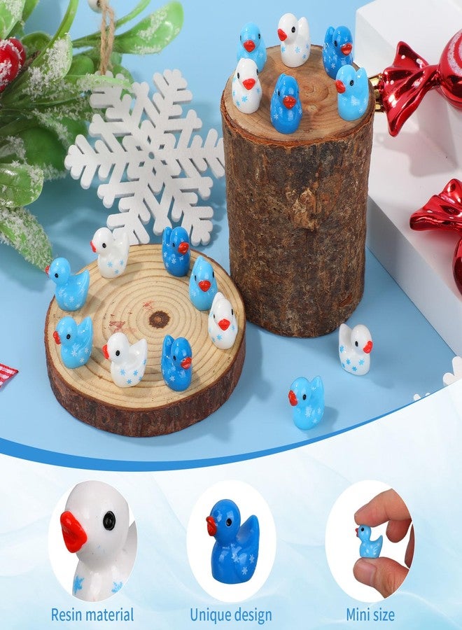 Sinbana 120pcs Winter Mini Snowflake Resin Ducks, Cute Small Tiny Winter Christmas Resin Miniatures for Fairy Garden Landscape Dollhouse Accessories & Party Favors - Image 4
